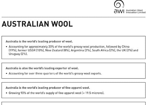 Australian wool factsheet